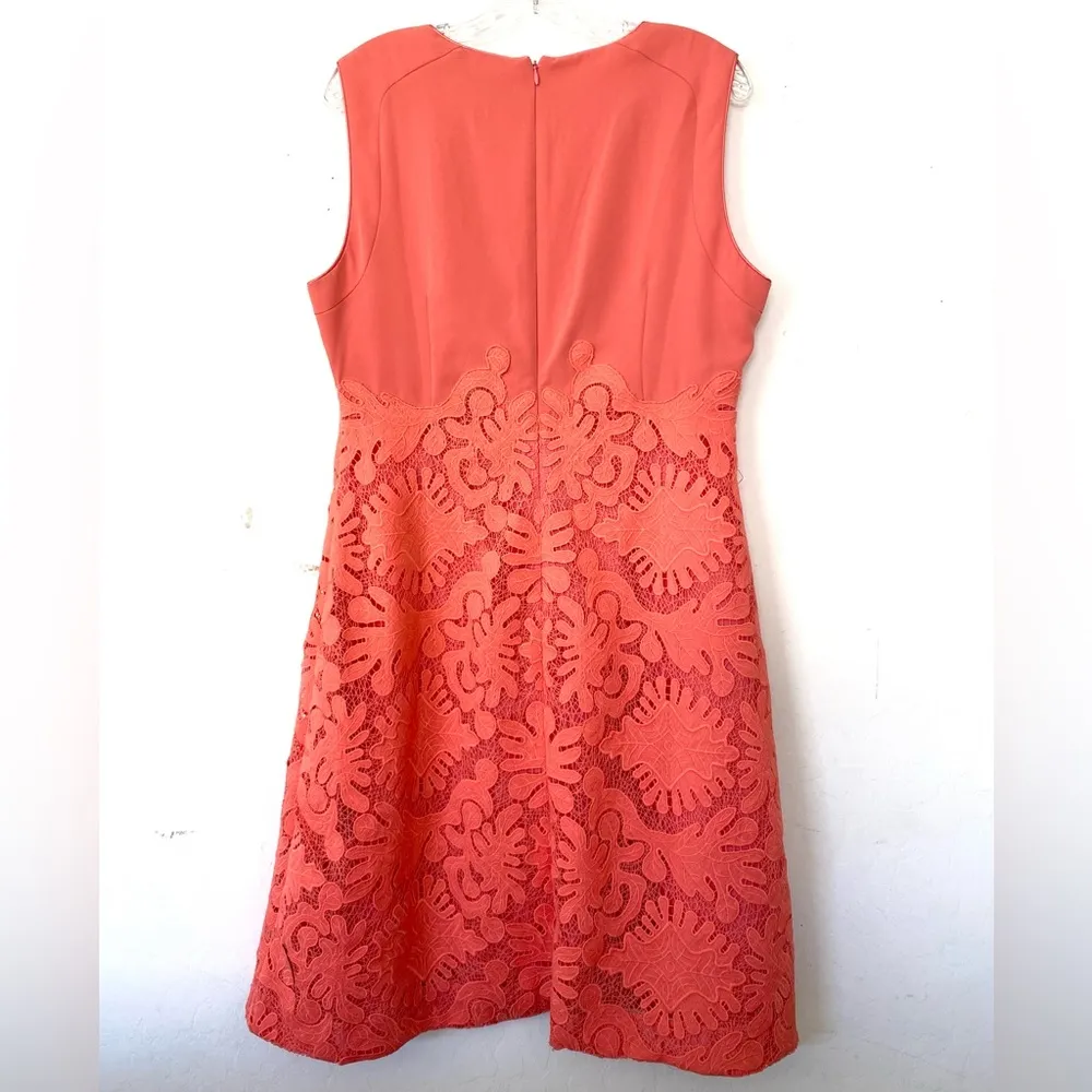 Reiss Rebbie coral salmon pink lace dress size 10 - Image 2