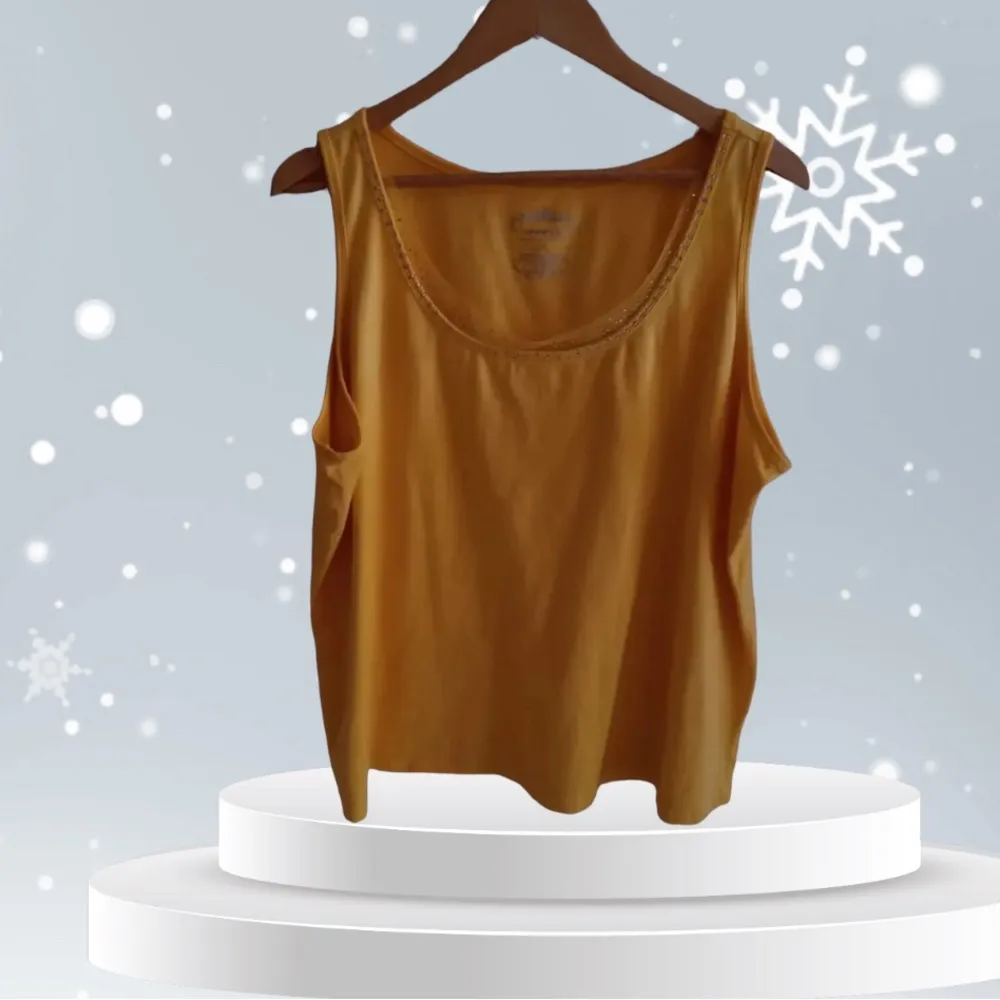 Venezia Tank Top Women’s 22/24 yellowScoopneck Ribbed Sleeveless size Gold Size undefined - Image 3