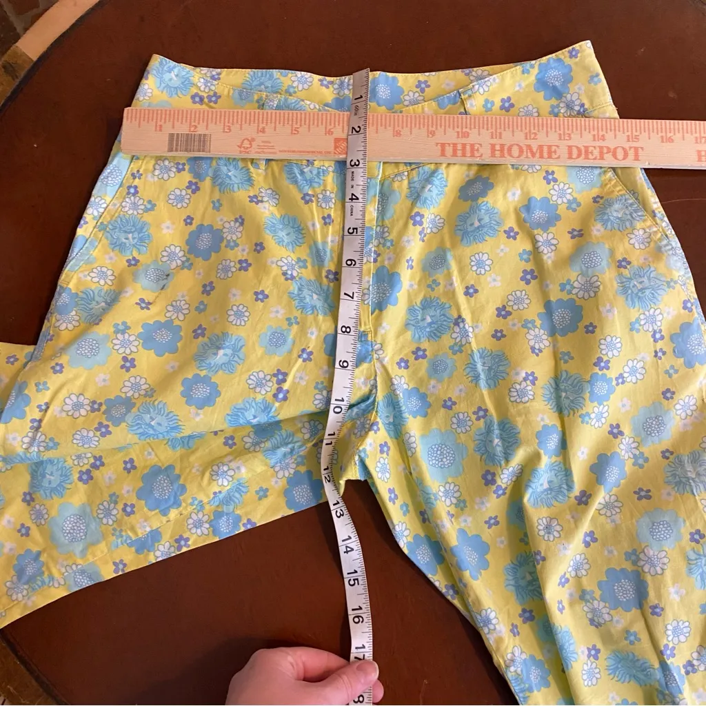 Vintage Lilly Pulitzer Ankle Length Yellow Blue‎ Floral Print Cuba Libre Size 4 - Image 4