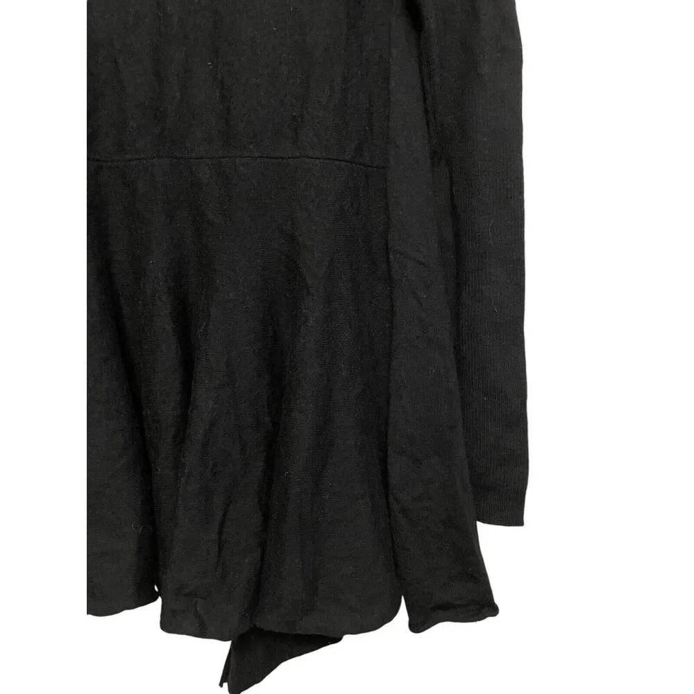 Eileen Fisher 100% Merino Wool Open Cardigan Sweater Size Small Black Boho Light - Image 6