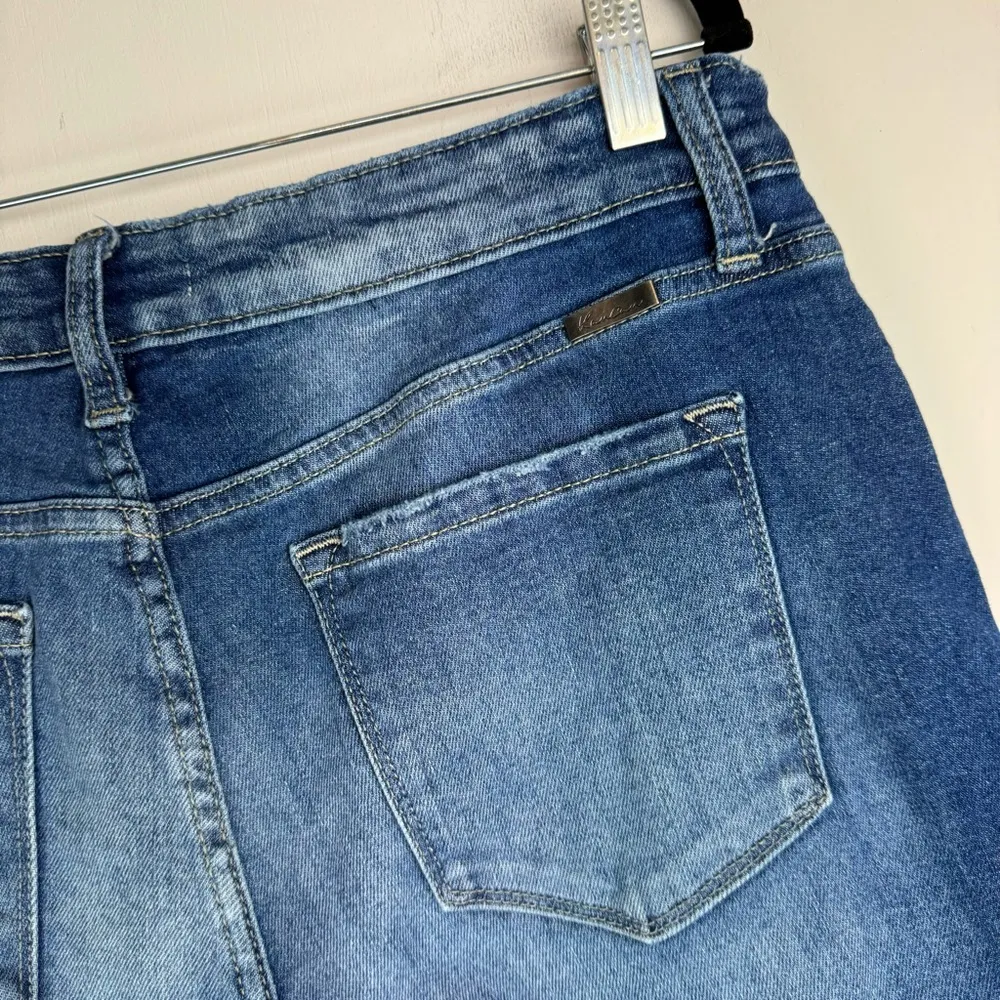 Kancan Womens Crop Kickboot Flare Jeans Sz 31 Dark Wash Stretch Denim Blue - Image 9