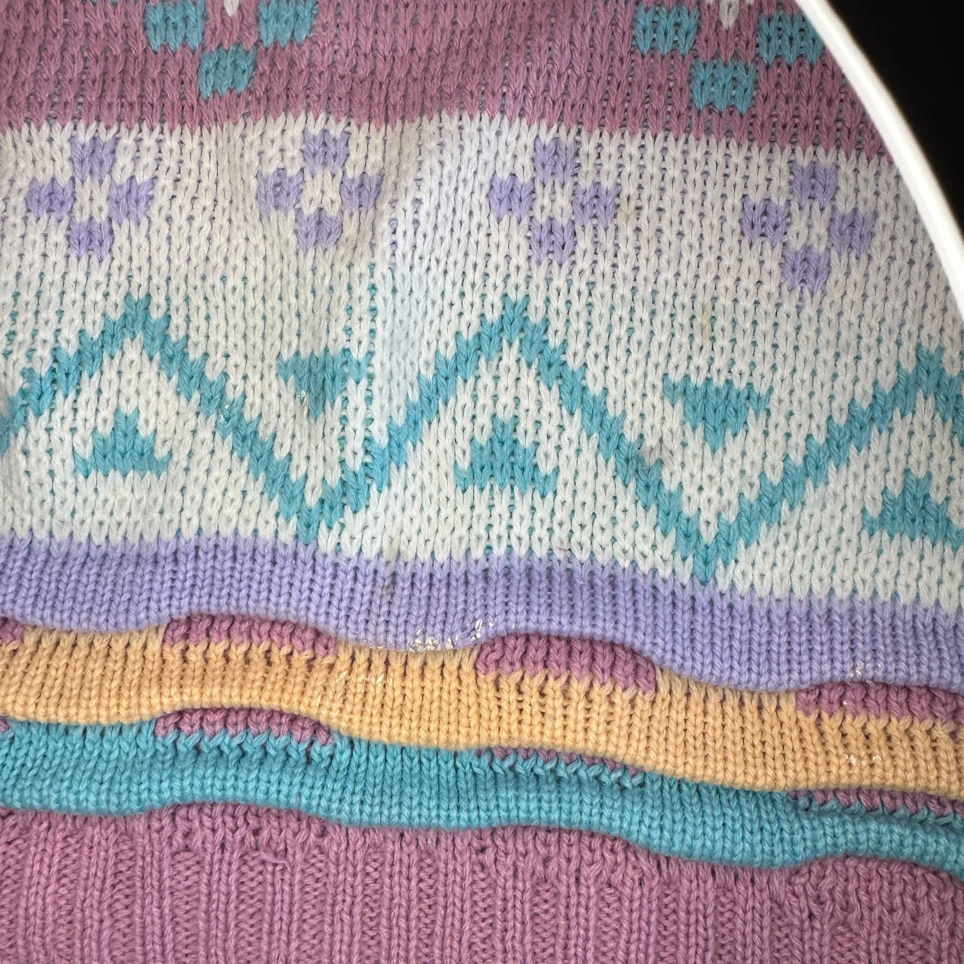 Vtg 80s 90s Inresource Doris Skis Fair Isle Mock Neck Sweater Pastel Geometric M Multiple Size M - Image 5