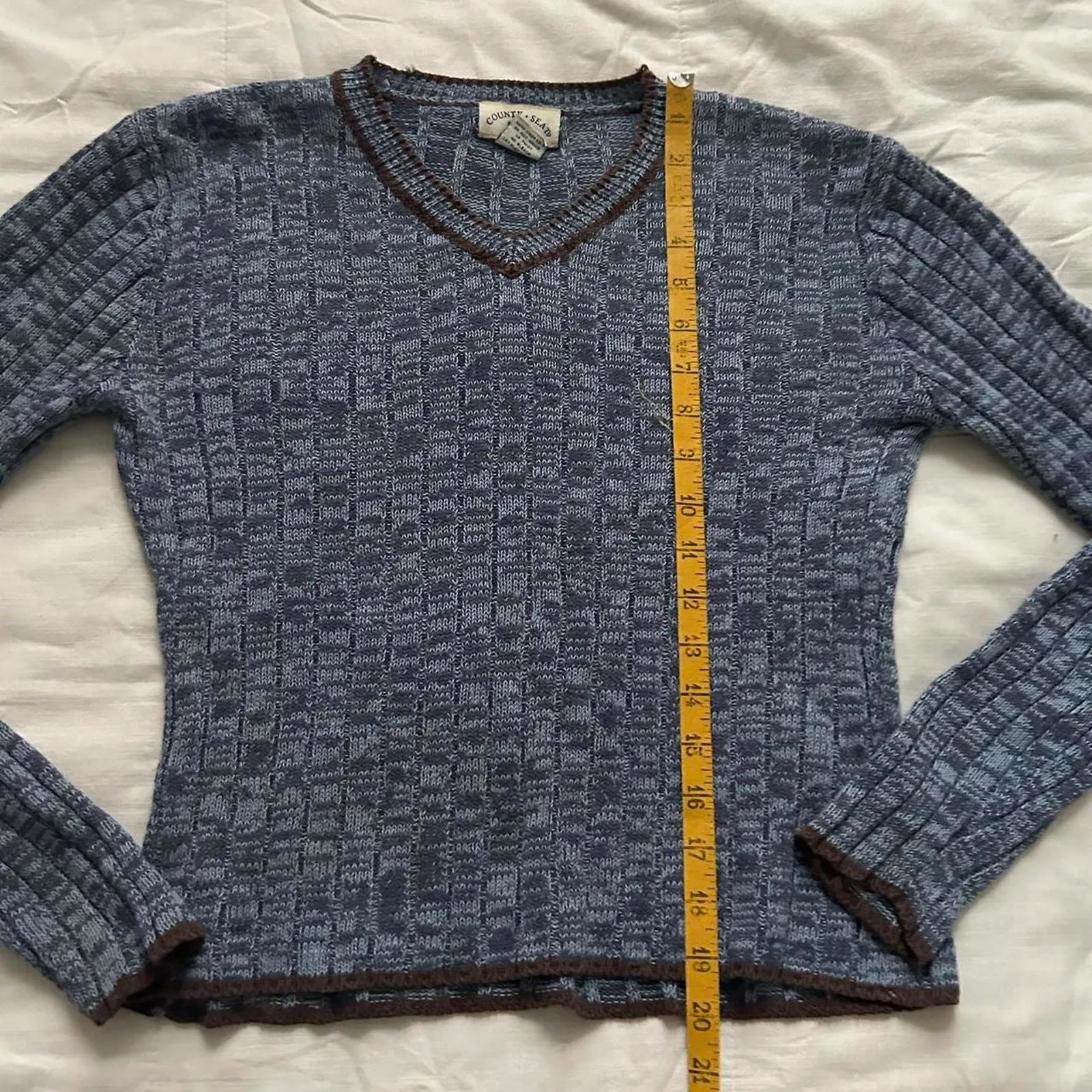 90s vintage County Seat blue and brown knit sweater Size small - Image 6