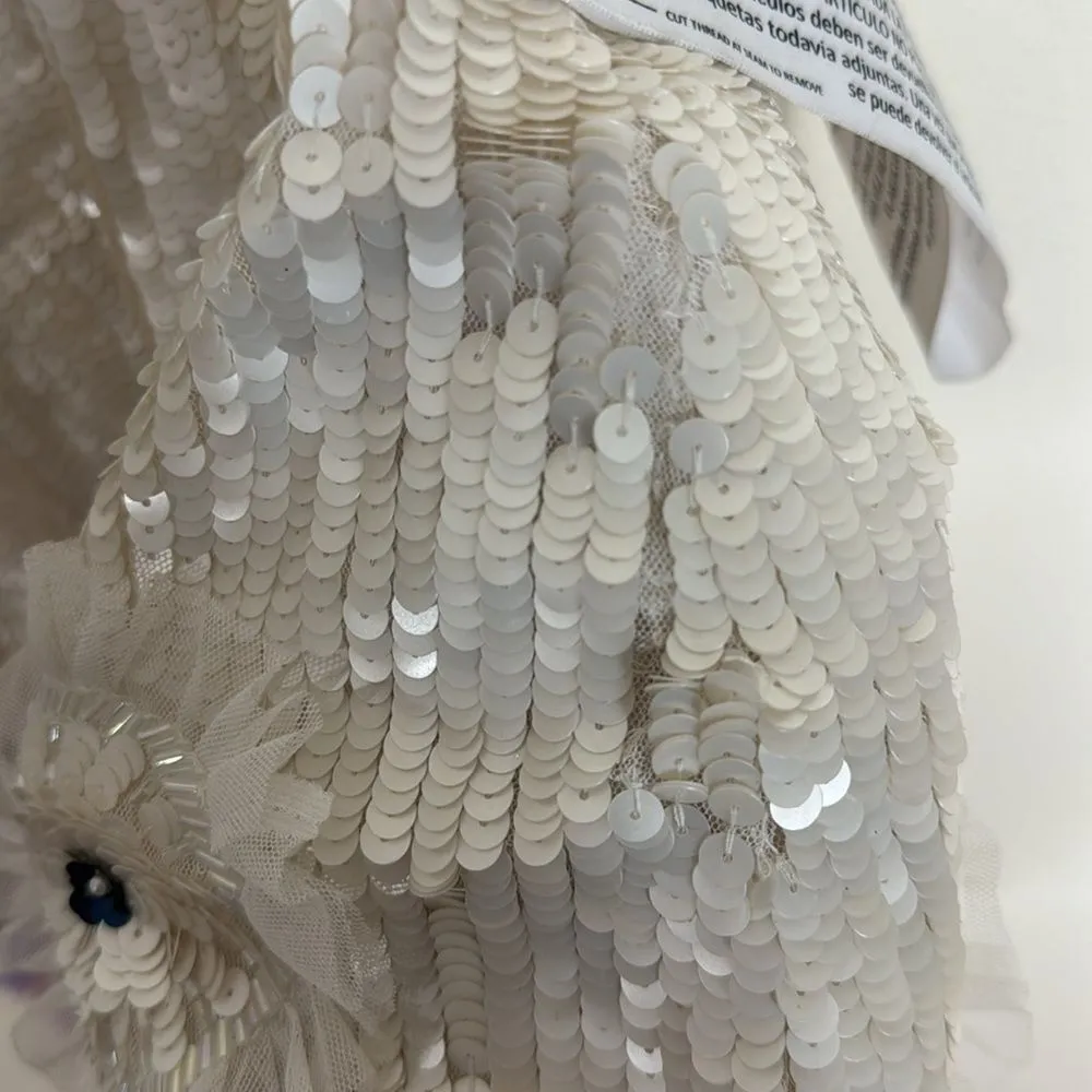 Mac Duggal Sequined Mixed Media Floral Embellished Mini Dress SZ 4 93628 style - Image 14