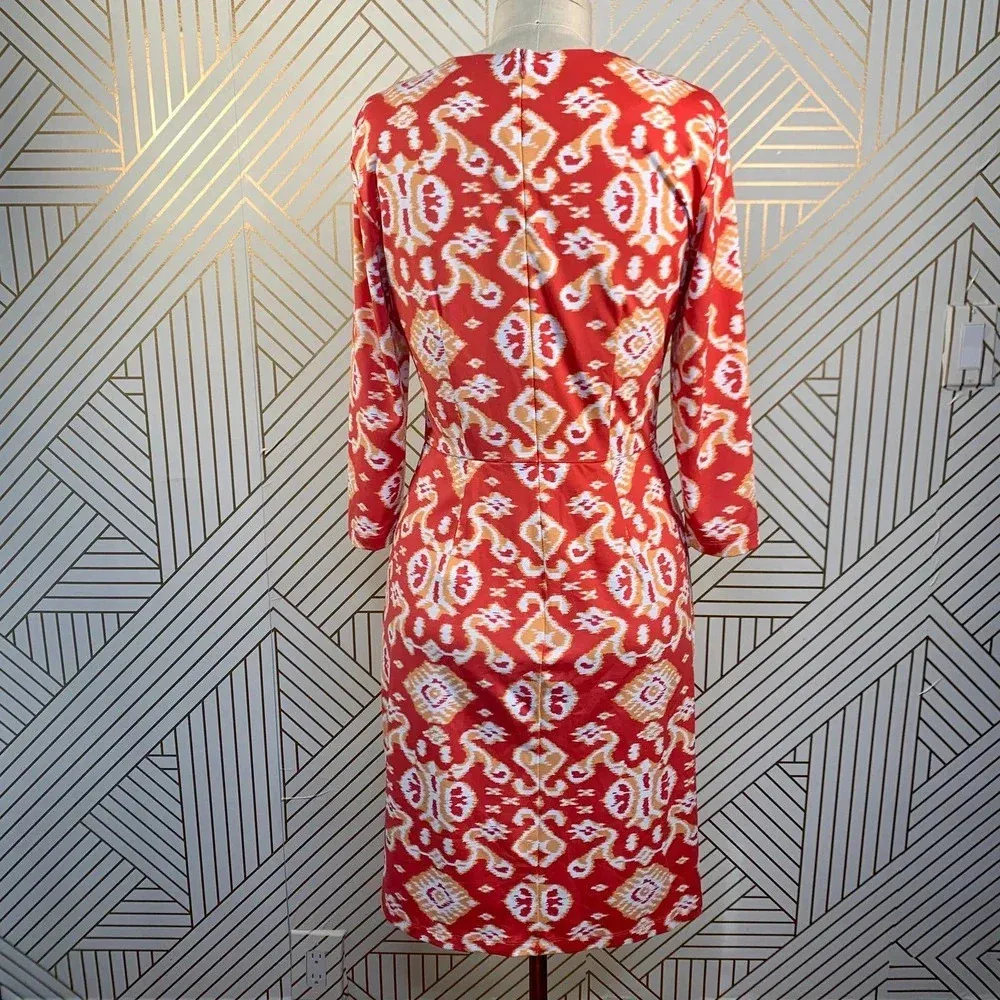 J.McLaughlin Mia Dress Ikat Scroll Coral‎ Orange - Image 9