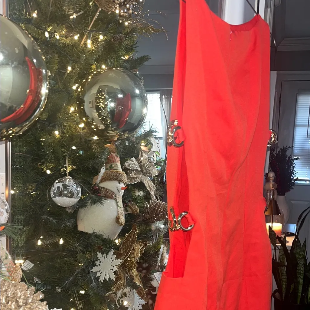 SheIn  Strapless Red Dress with Gold Accents - Image 5