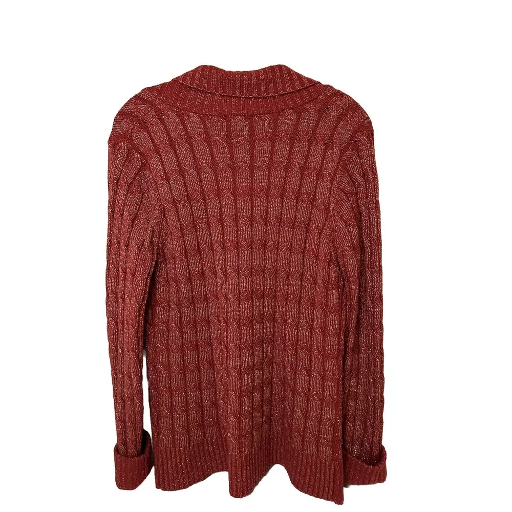 West End Red Tie Cardigan Womens Size Medium - Image 6