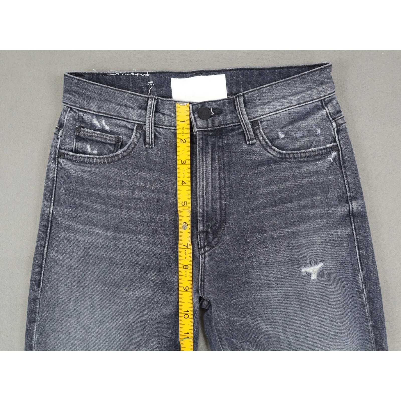 MOTHER The Insider Crop Step Chew Distressed Jeans Size 24 Pedal Medal Destroyed Gray - Image 9