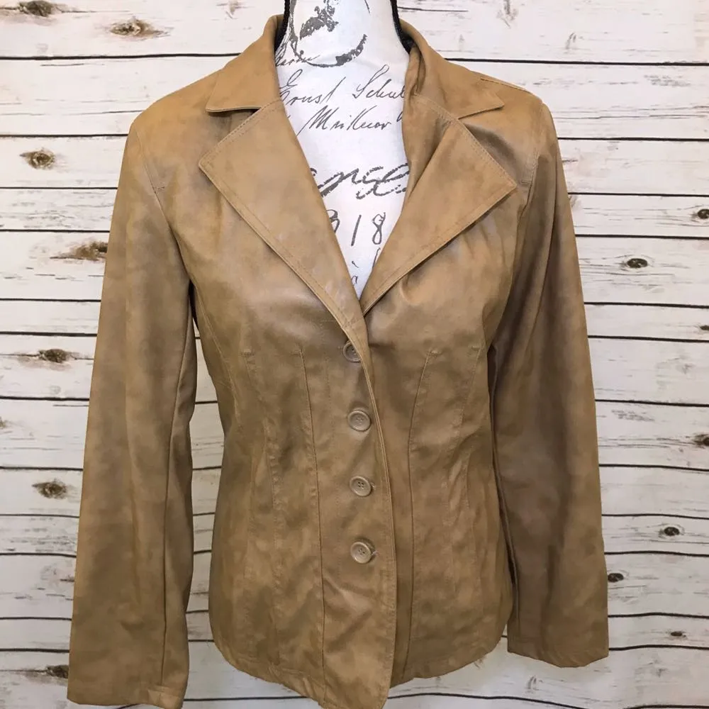Vintage Tan 1970's Retro Leather Jacket New - Image 3
