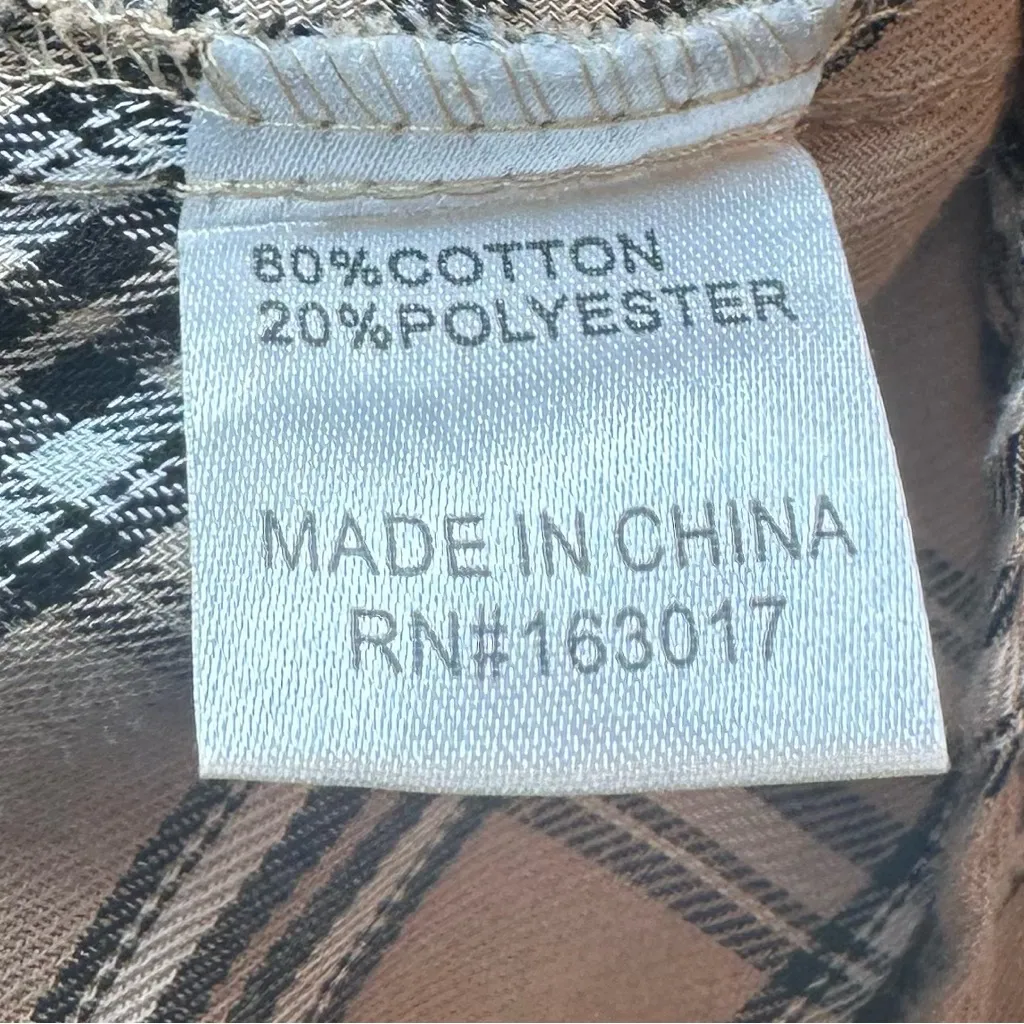 Princess Polly Olivia Romper Multi Tan Plaid Fit & Flare Long Sleeve Size US 10 - Image 9