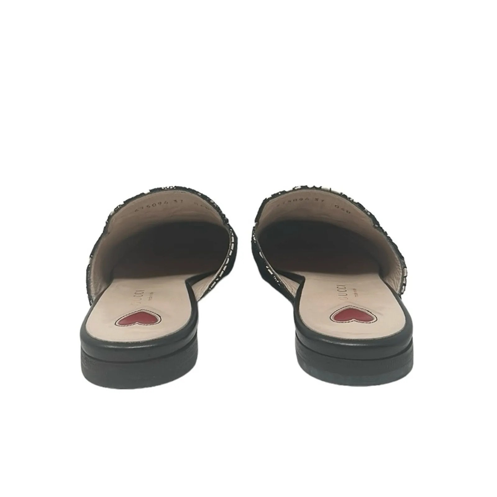 Gucci Princetown Horsebit Mules Leather Lace Overlay Black Tan Size 37 - Image 4