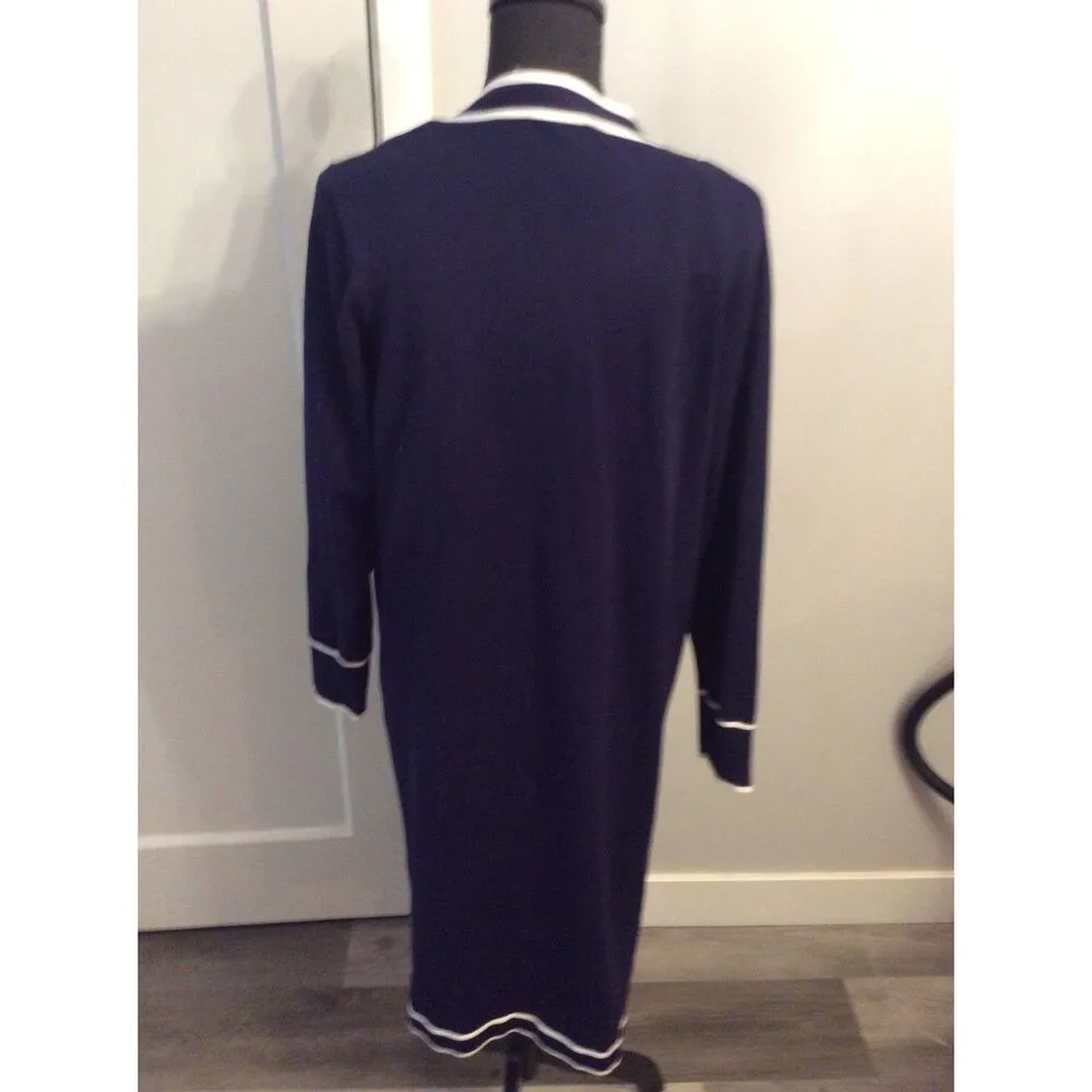 New NWT Vila Milano Large L Navy White Long Cardigan Sweater Womens - Image 5