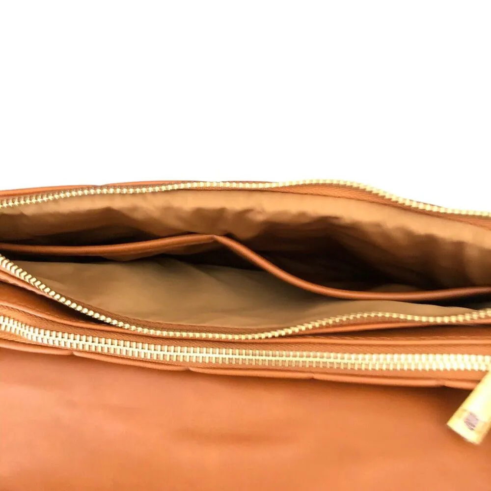 Fawn Design NWT Chic Functional Quilted Clutch Crossbody Handbag Brown Matte - Image 9