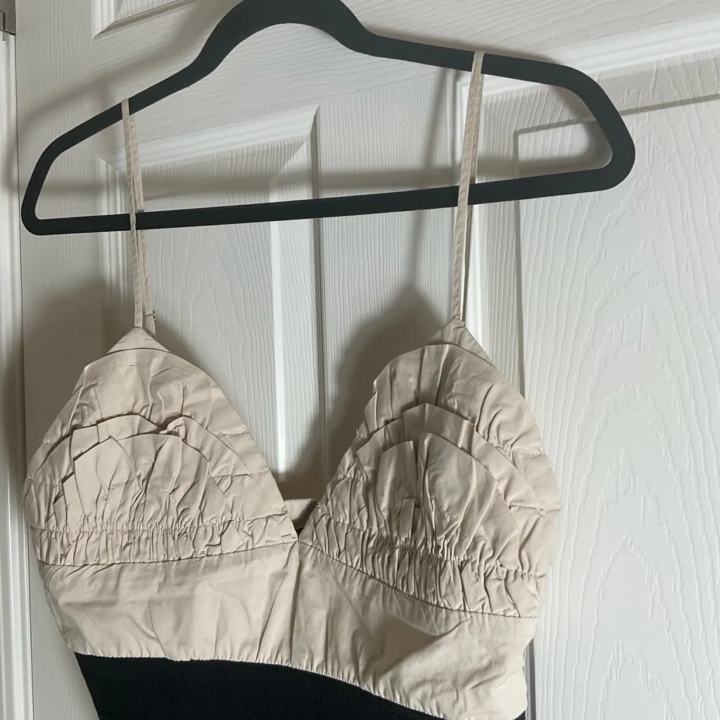 Zara strapless voluminous poplin top size large - Image 3