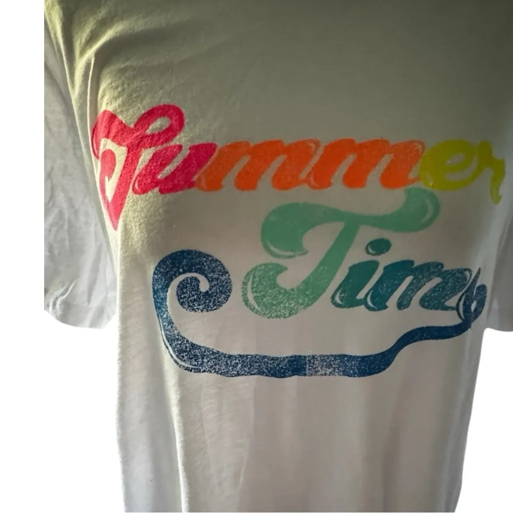 a.n.a. Women’s White 'Summer Time' Graphic T-Shirt Sz L - Image 2