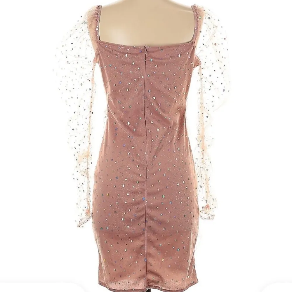 AREA STARS Stardust Pink Y2K Barbie Sheer Ruched Long Sleeve Mini Dress M Size M - Image 2