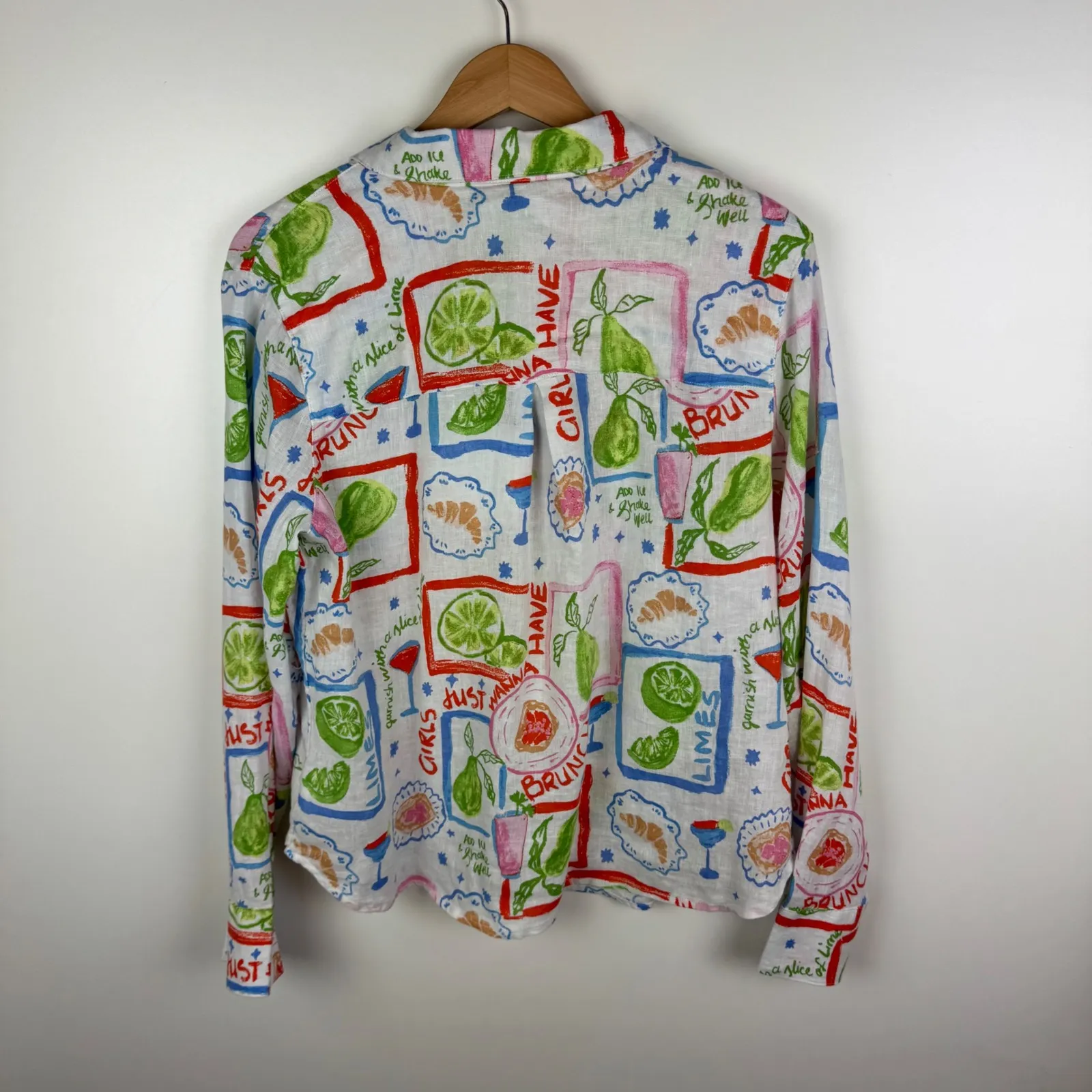 NWT Cynthia Rowley Linen Brunch Button Up Shirt Large‎ Novelty Coastal Colorful - Image 4