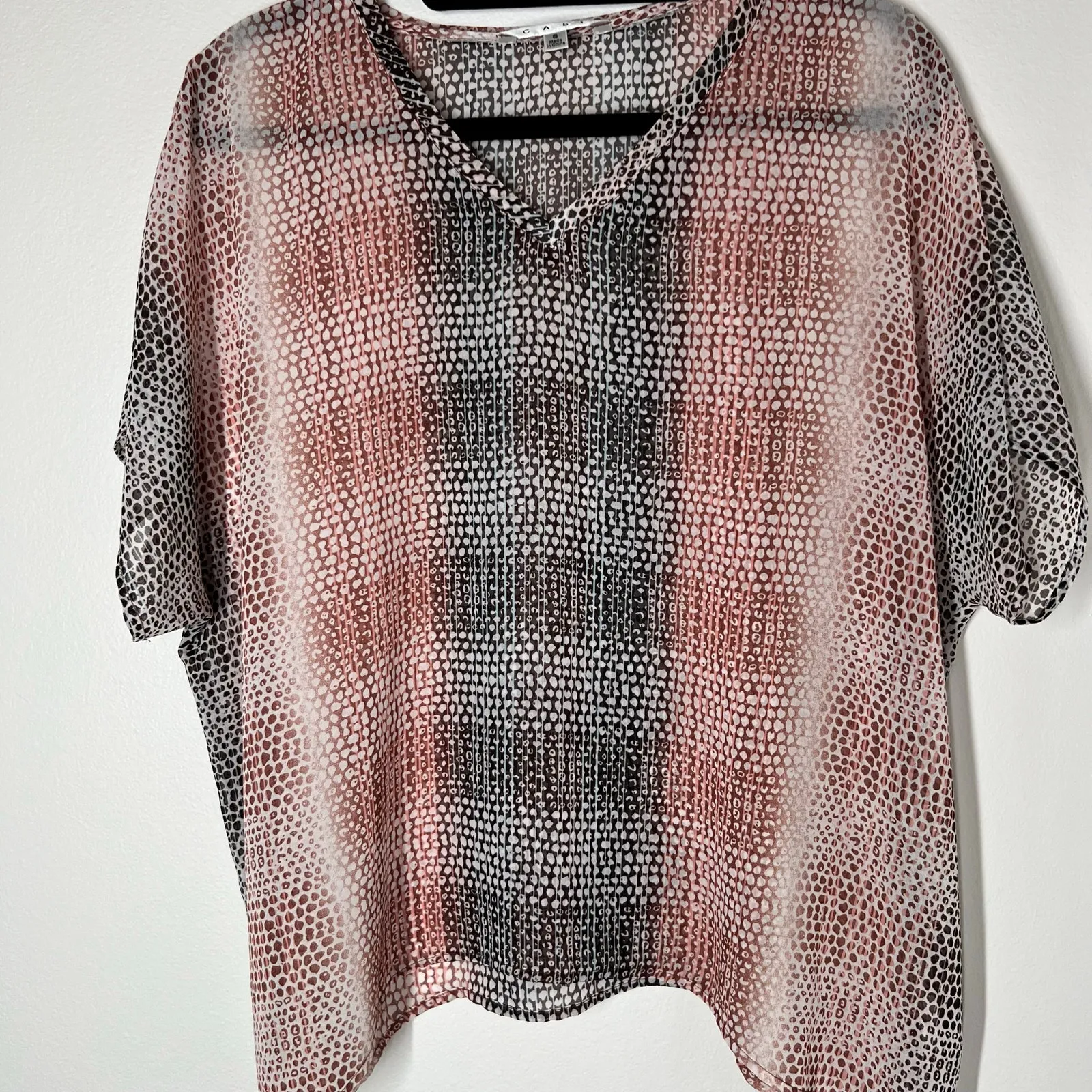 Cabi 240 Blouse Sheer Brown Beige Tan Cover Up‎ Tee Size Small - Image 2