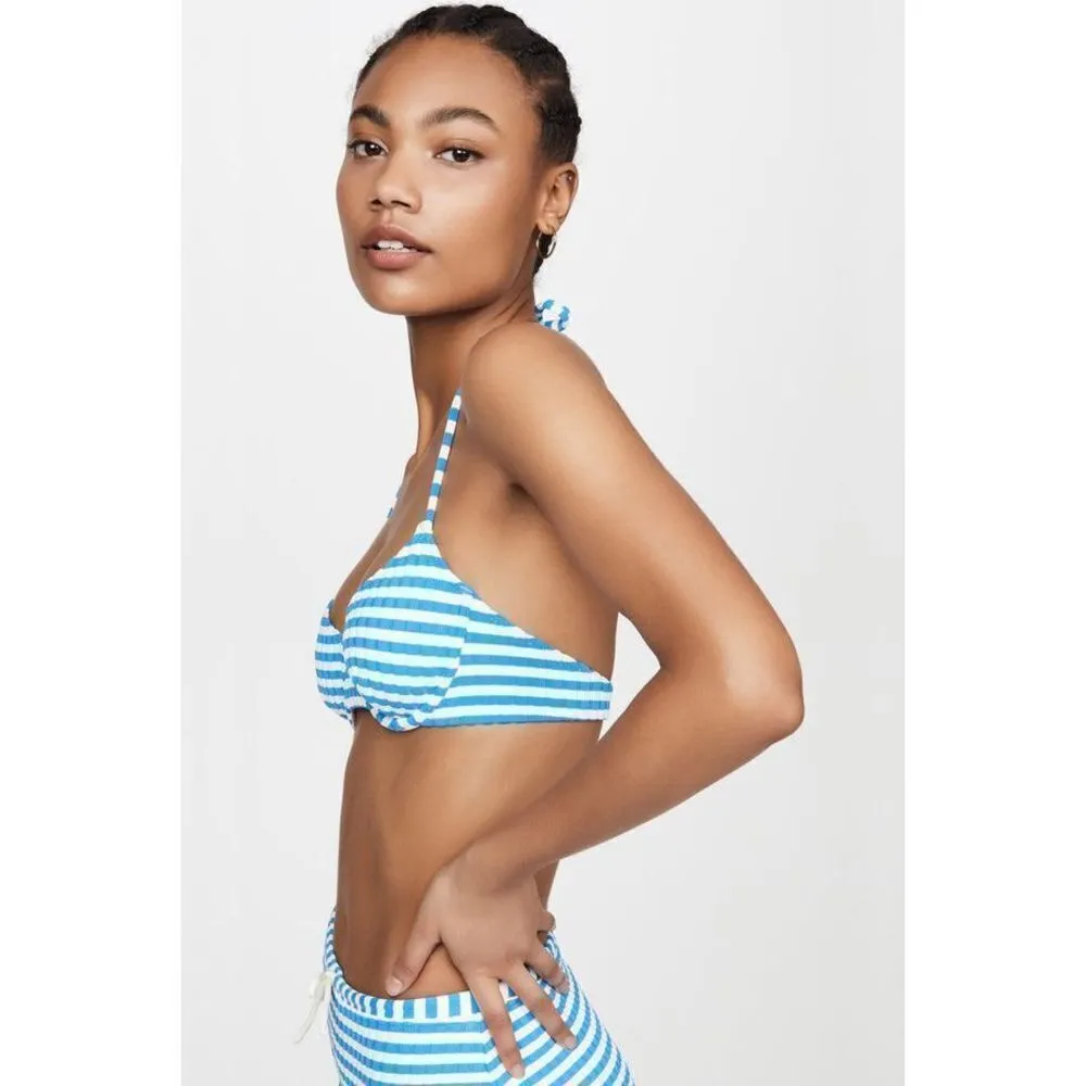 ✨SOLID AND STRIPED
THE GINGER TIE BIKINI TOP- AZURE STRIPE
RIB✨ - Image 8