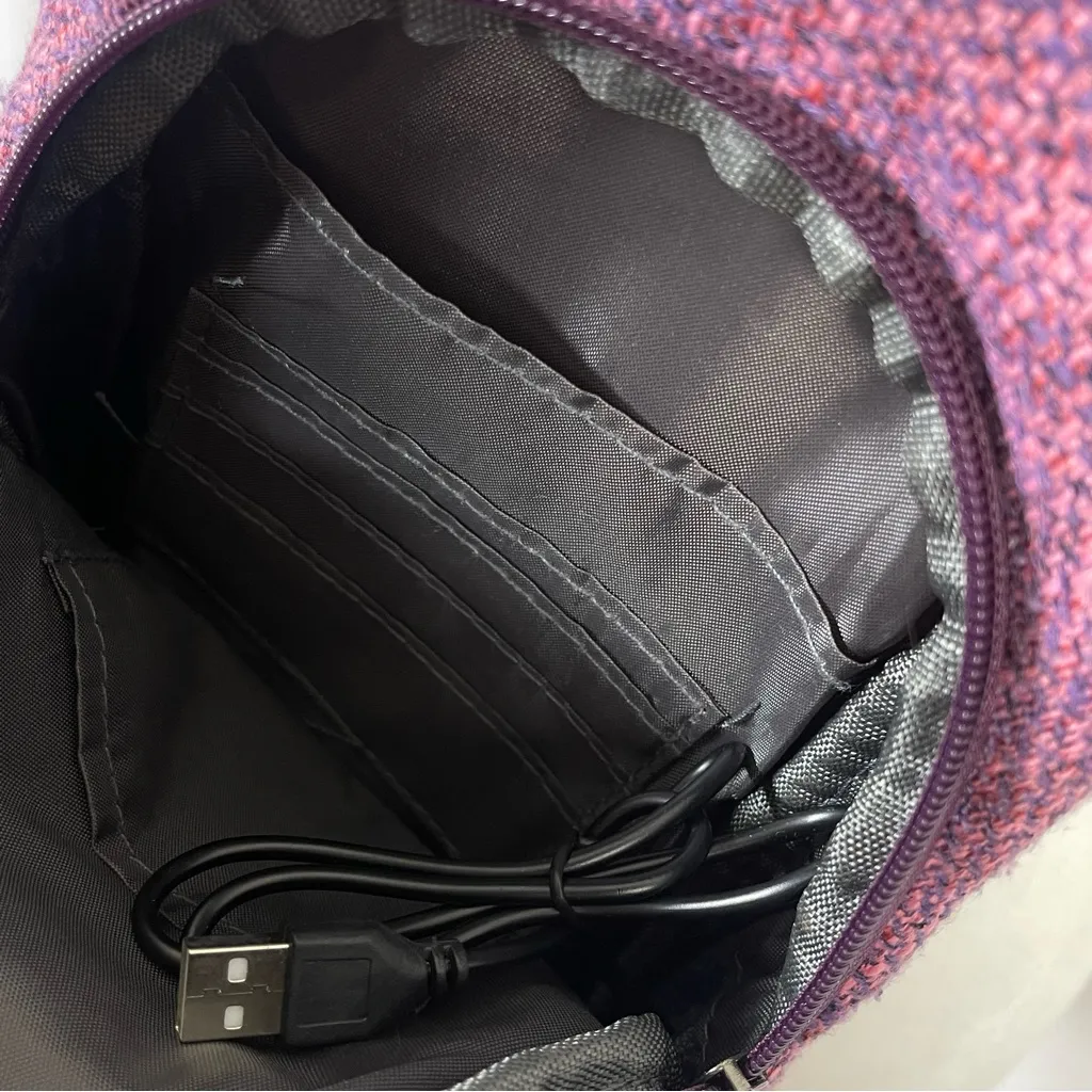 Nupouch Tweed Charging Stylish Pink Crossbody Bag Travel Vacation Outdoor Sleek Purple - Image 8