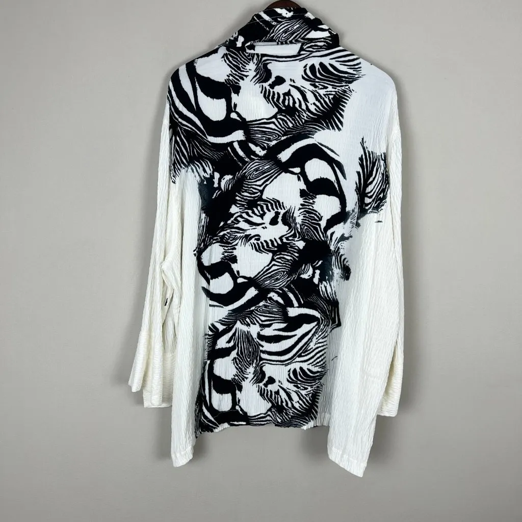 CAROLINE‎ ROSE Jacket Topper Womens 3X White Black Textured Zip Up Artsy Animal - Image 8