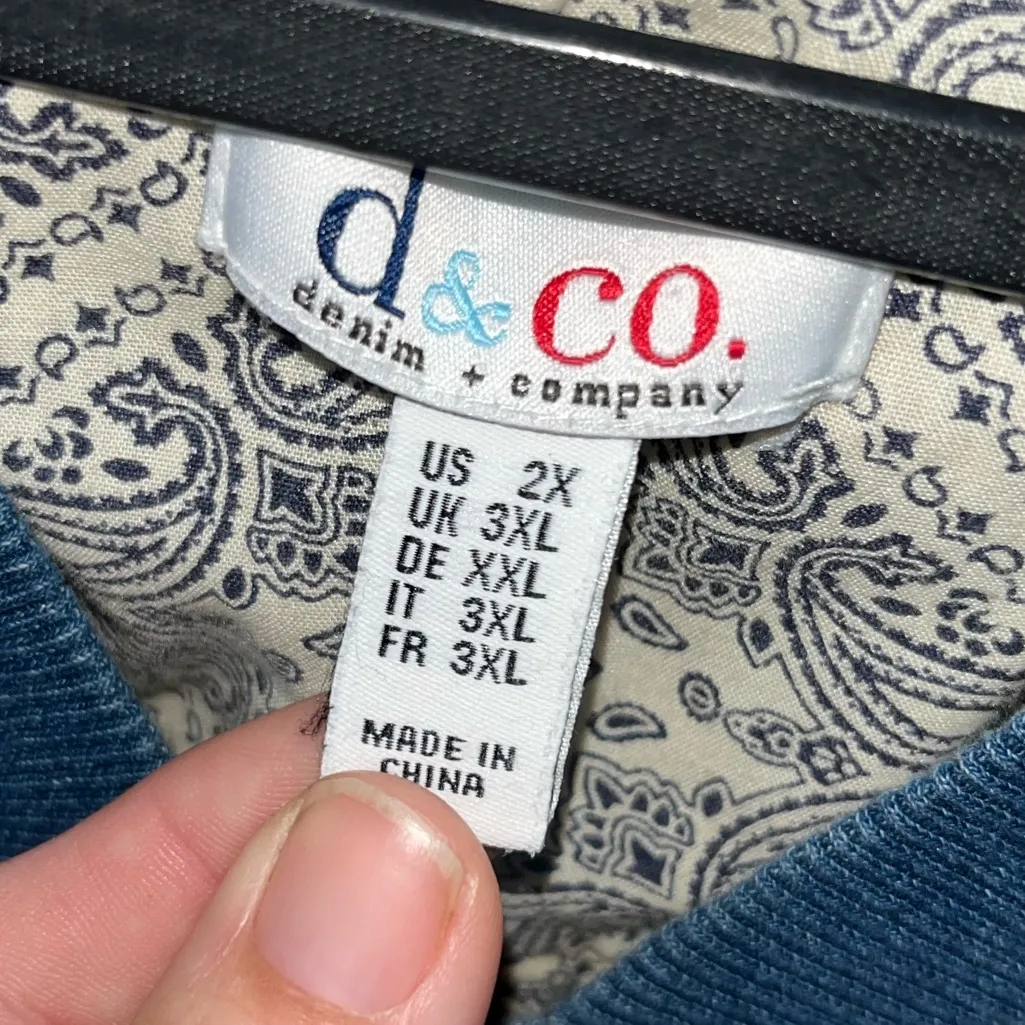 Denim & Co. Women's Plus Stretch Denim Bomber Jacket Blue Size 2X - Image 4