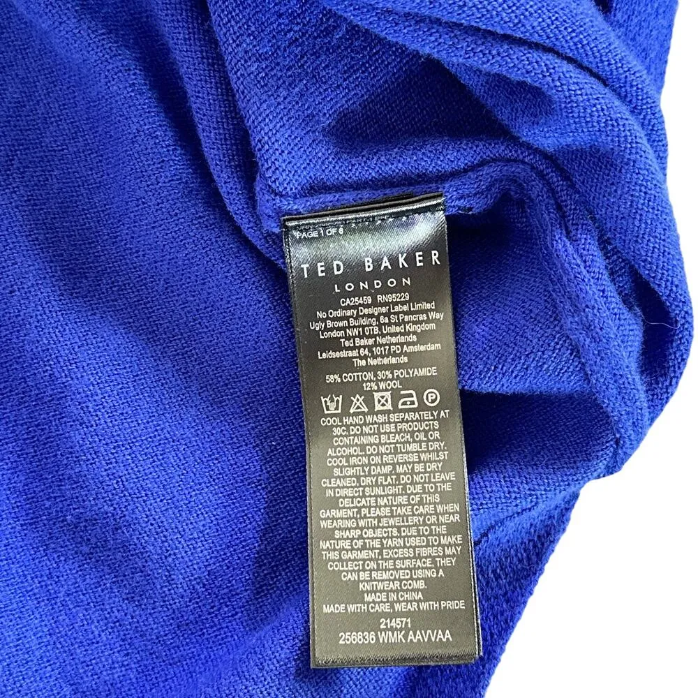 Ted Baker NEW Aavvaa Turtleneck Balloon Sleeve Sweater Dress Royal Blue 1 (US 4) - Image 10