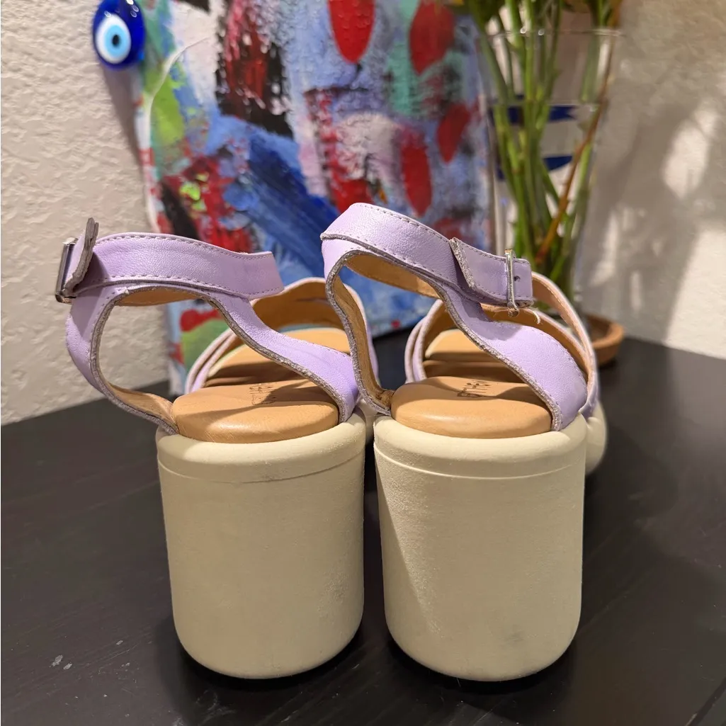 Italian Lavender Platform Heeled Sandals Purple Size 37 - Image 4