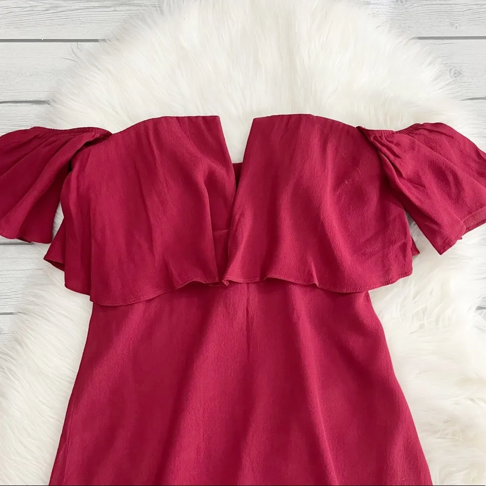 NWT Lovers and Friends Primrose Burgundy off the shoulder mini dress - Image 9