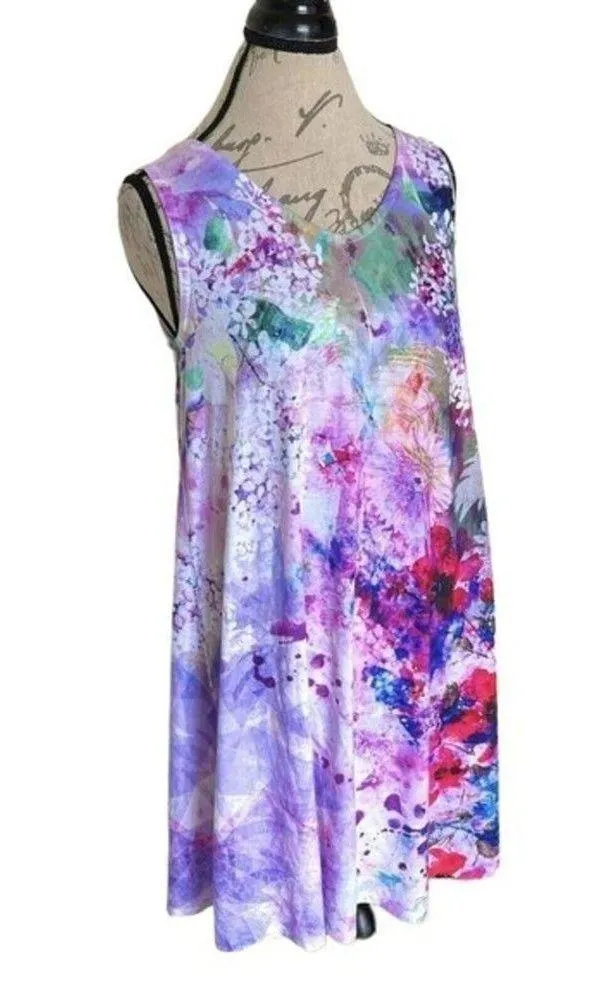 Time And Tru Pajamas Size XS  Size 0-2 Gown Dress Studded Colorful Pastel Floral - Image 2