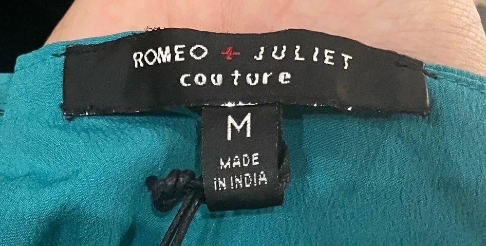 Romeo & Juliet Couture turquoise ruffled crop top with lace up back / M … - Image 13