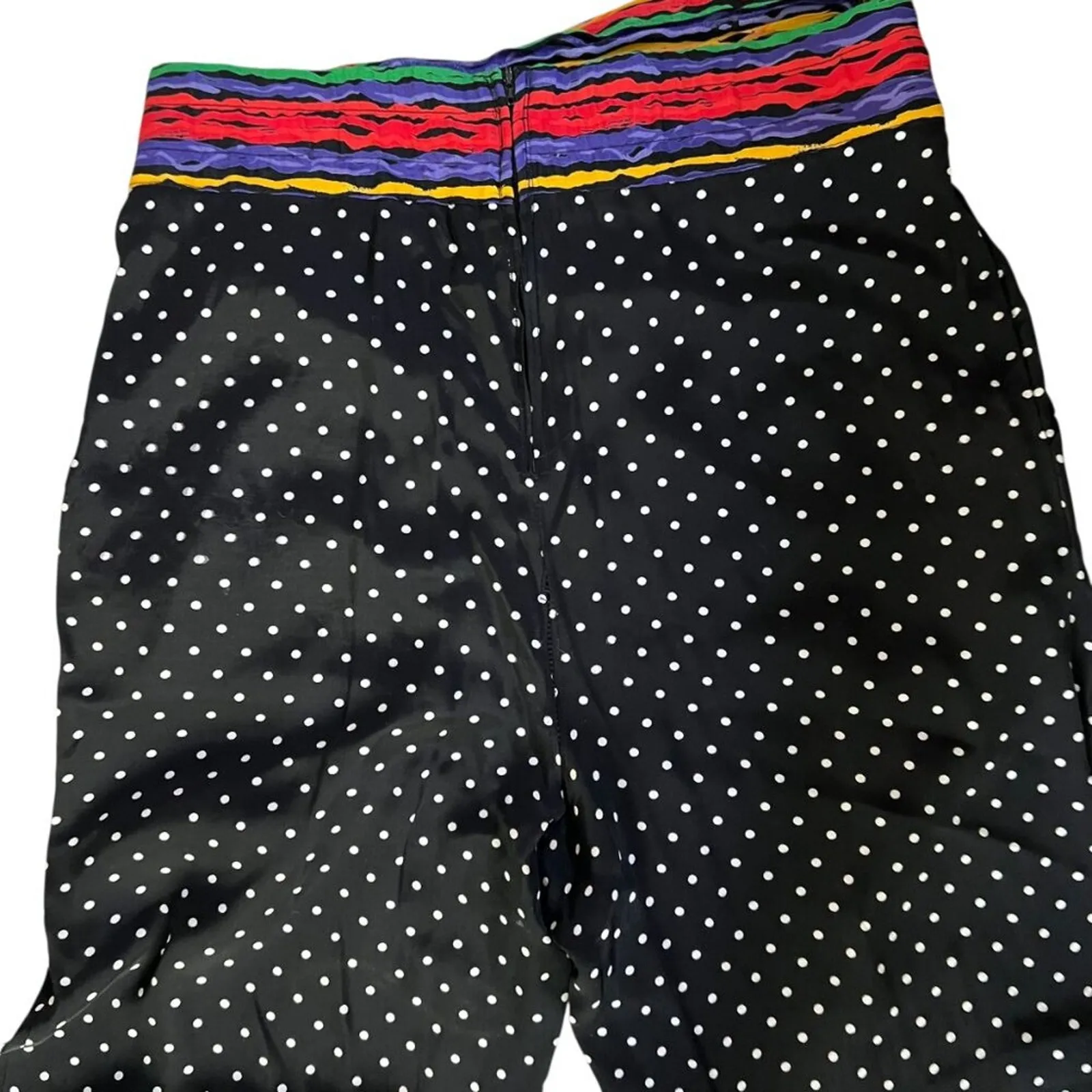 Vintage Pants Blazer Set Medium 80s Polka Dot Rainbow Art To Wear Boho USA RARE Black - Image 14