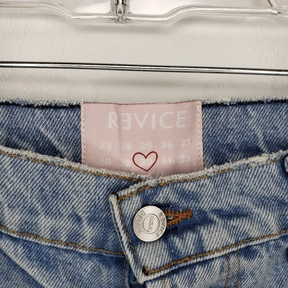 Revice Denim Distressed Raw Hem High Rise Denim Shorts Size 30 - Image 2