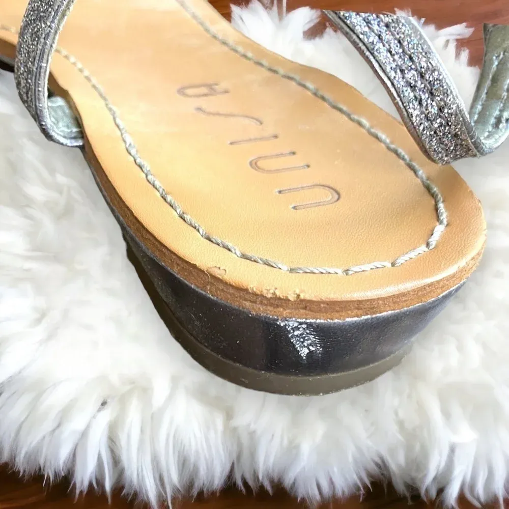 Womens Thong‎ Sandals Silver Braided Strap Ankle Buckle Comfort Casual - Image 6