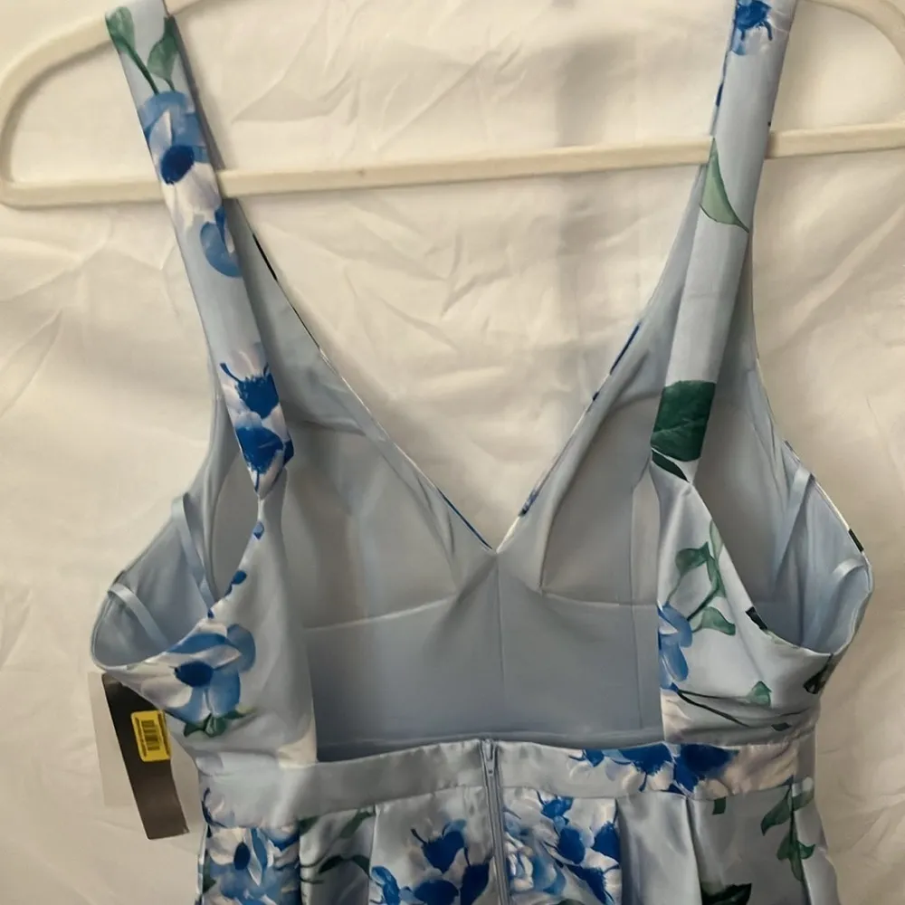 Sequin Hearts: Blue/White Flower Dress- Open Back with zipper back- tulle hem- 9 - Image 15