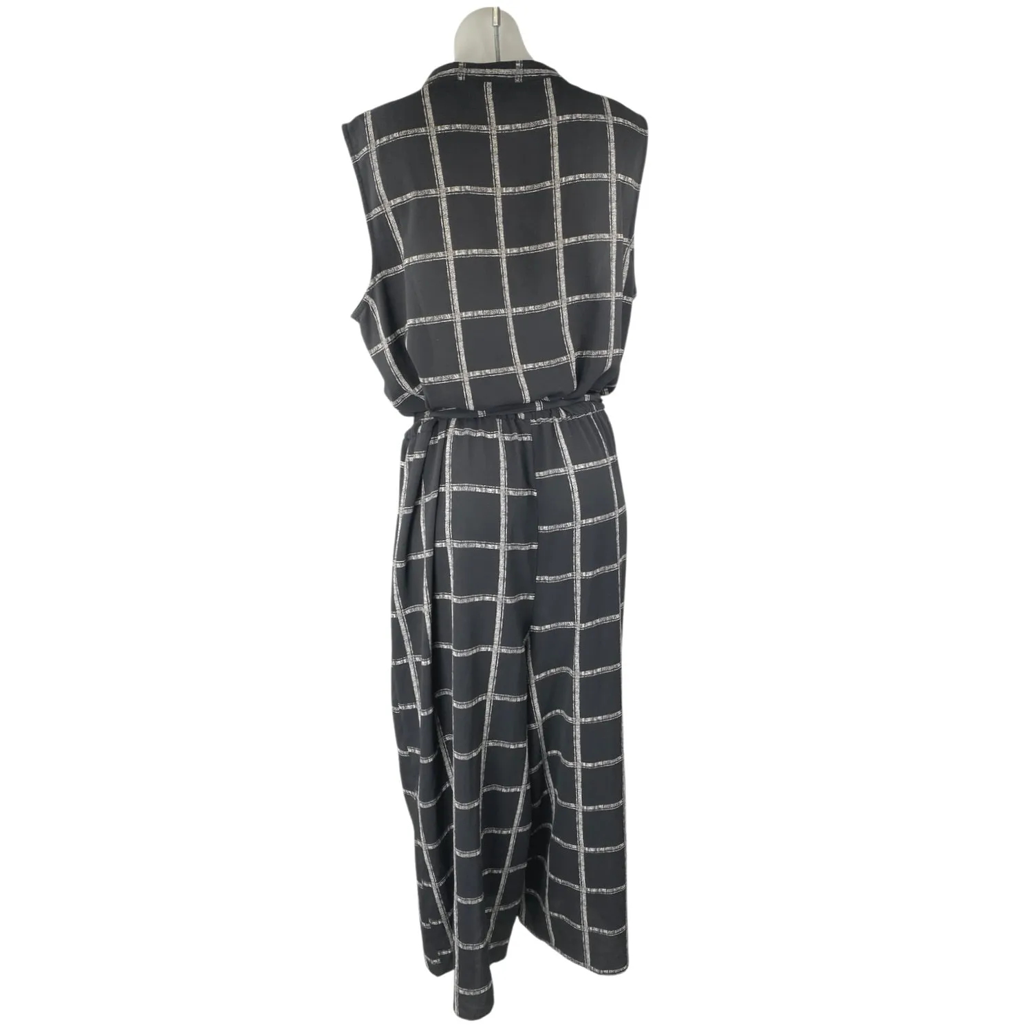 Apt. 9 Women's Black Checkered Sleeveless Tie Waist Wide Leg Crop Jumpsuit XXL - Image 2
