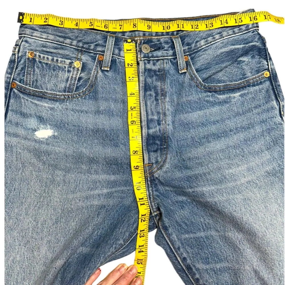 Levi's 501S Skinny Jeans in Old Hangouts Button Fly Denim Size 30 Distressed Mom - Image 13