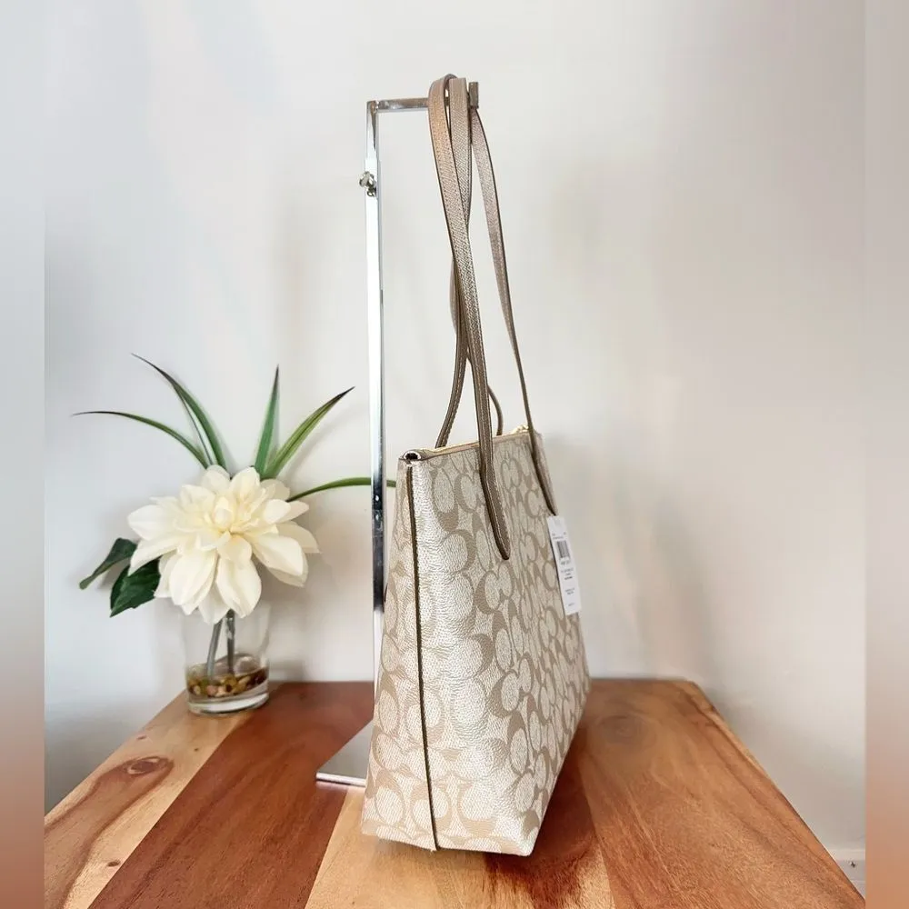 NWT Coach Fiona Zip Tote Bag and‎ Double Zip Wallet In Signature Canvas - Image 4