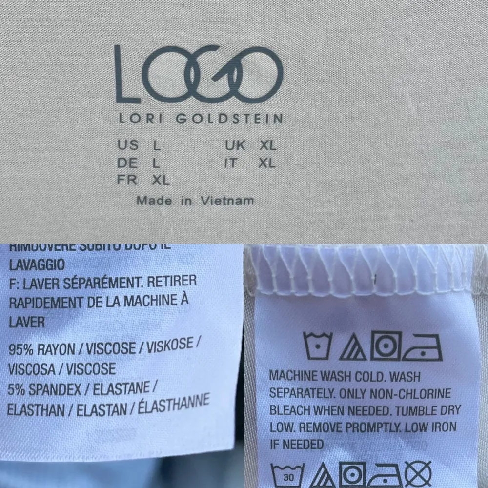 LOGO Lori Goldstein Women’s Tunic Shirt Cream 3/4 Sleeve Asymmetrical Hem Large - Image 11