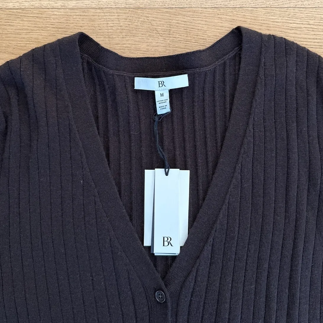 Banana Republic Cardigan V neck Ribbed Merino Wool Size M Black - Image 2