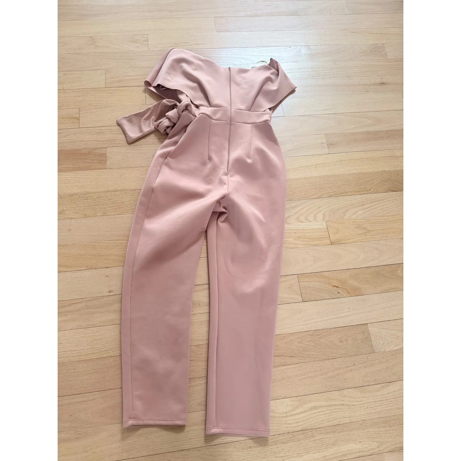 NWT ASOS Fallen Shoulder Bow Detail Jumpsuit Blush Pink Size UK 6 - Image 5
