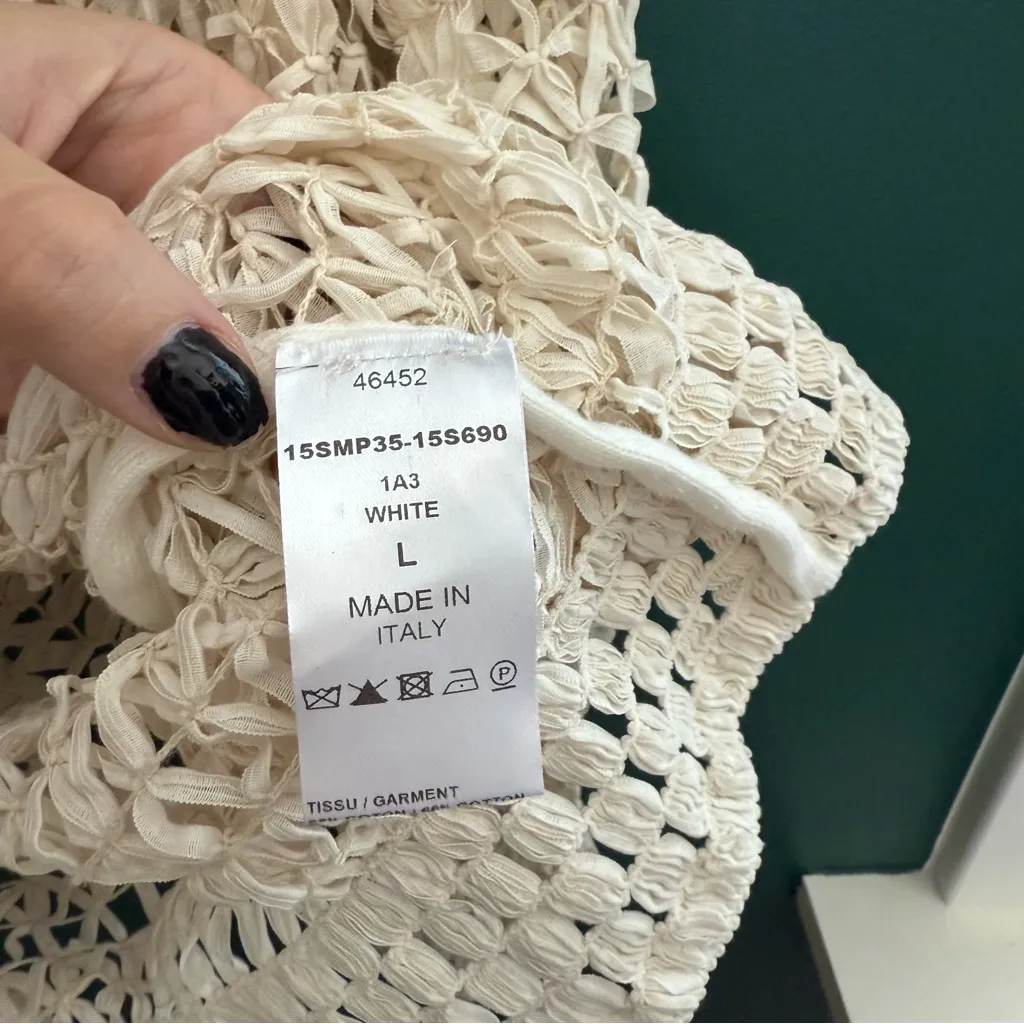 CHLOE white open knit round neck sweater - Image 5
