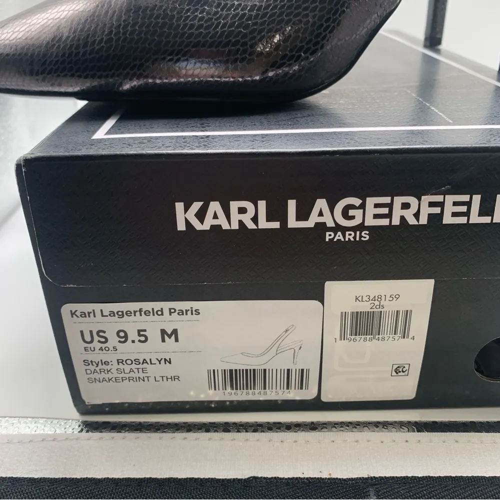 NWB Karl Lagerfeld  Rosalyn Slingback Pump dark slate snake print 9.5 M EU 40.5 - Image 2