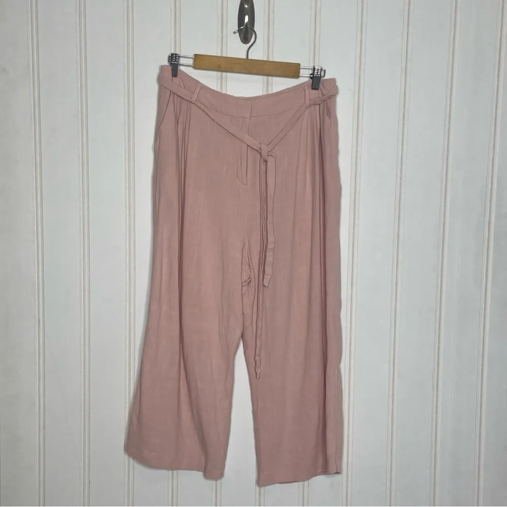 ASOS Pink Wide Leg Belted Cropped Pants 219 - Image 4