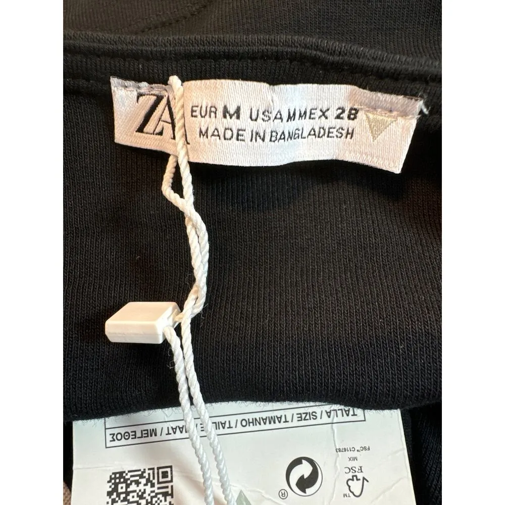 Zara Black Deep V-Neck Halter Crop Top Low Back NWOT Womens Juniors Medium - Image 4