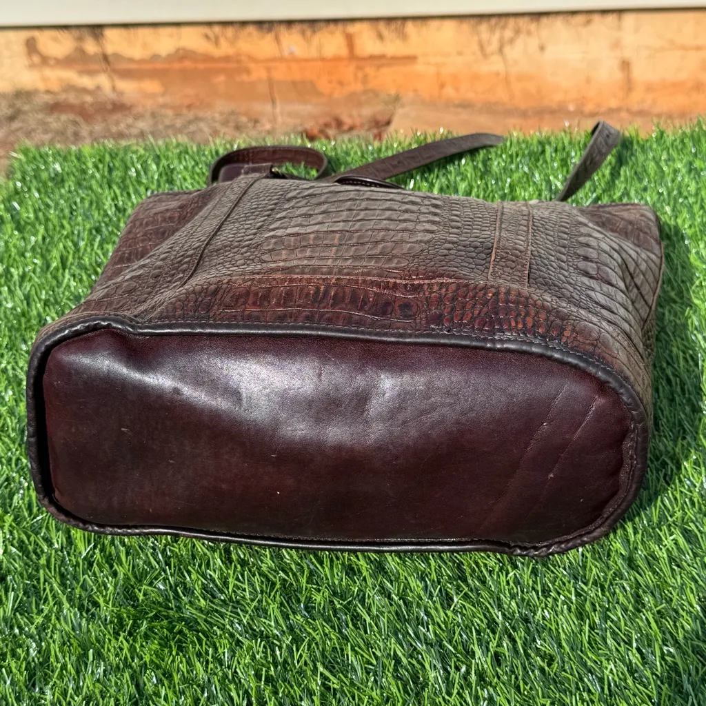 Brahmin Elegant Brown Crocodile-Embossed Tote Bag - Image 7