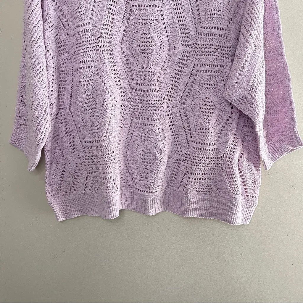 J.JILL Windsor Sweater Open Knit Crochet 3/4 - Image 6