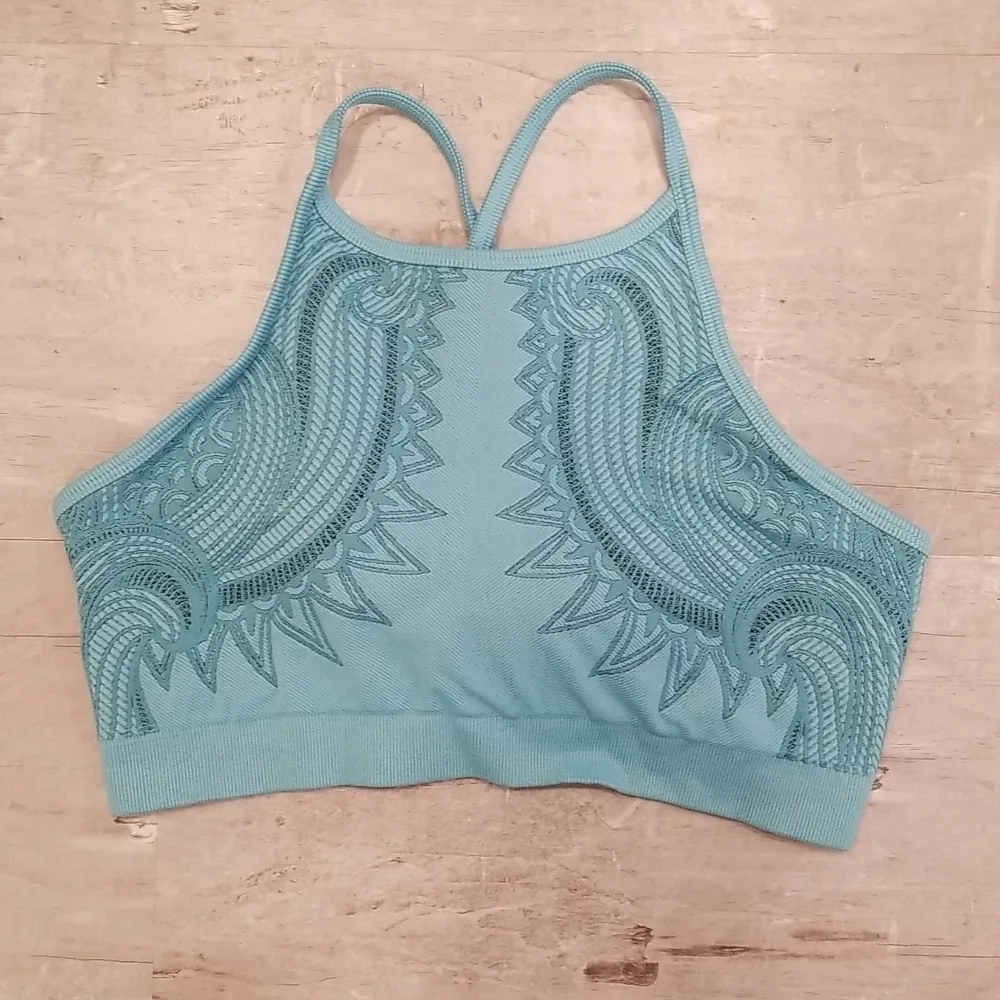 đź’•AVOCADOđź’• Deja Vu Bra Maui Blue Embroidered Jacquard Boho Medium/Large M/L NWT - Image 4