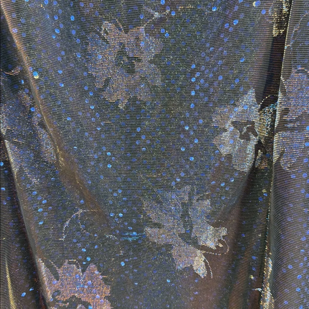 Helene Blake shimmery color shift blue copper sequin maxi dress Y2K formal party Size L - Image 10