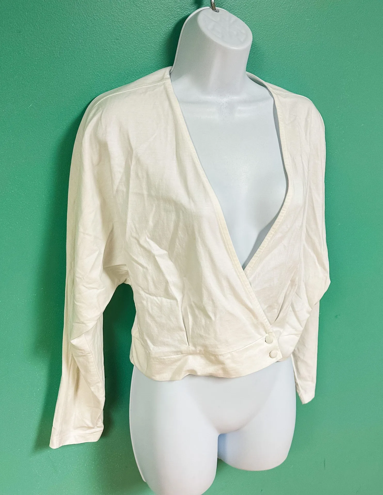 Amuse Society White Long Sleeve Wrap Blouse - Image 3